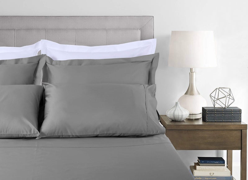 Threadmill Cotton Full Size Sheet Set| 100% Cotton Sheets for Full Size Bed | Solid Sateen Full Bed Sheets Set with 16â€ Elasticized Deep Pocket | Soft Breathable 4-Piece Cooling Sheet Set | Dark Grey - Image 2